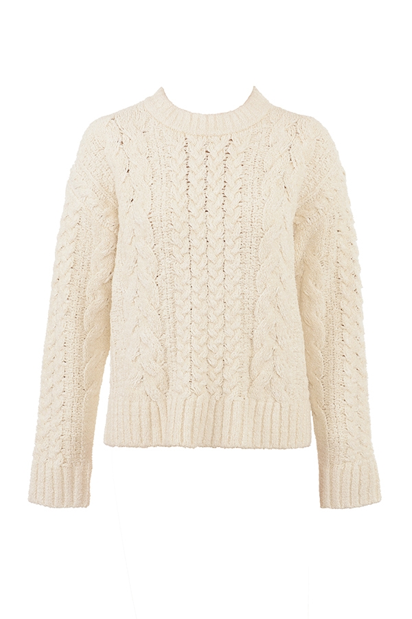 Jasper-Cream Chunky Cable Knit Sweater - SALE