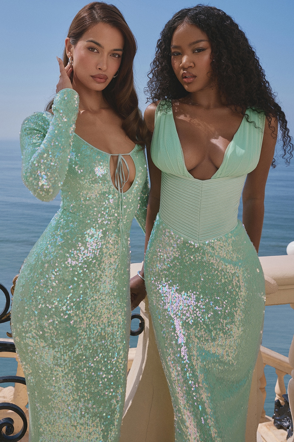 Titania-Seafoam Sequin Maxi Gown