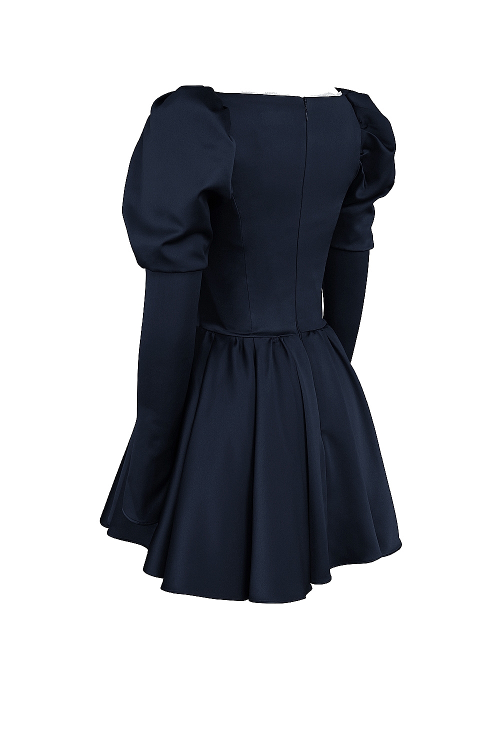 Venetia-Midnight Satin Puff Sleeve Mini Dress - SALE
