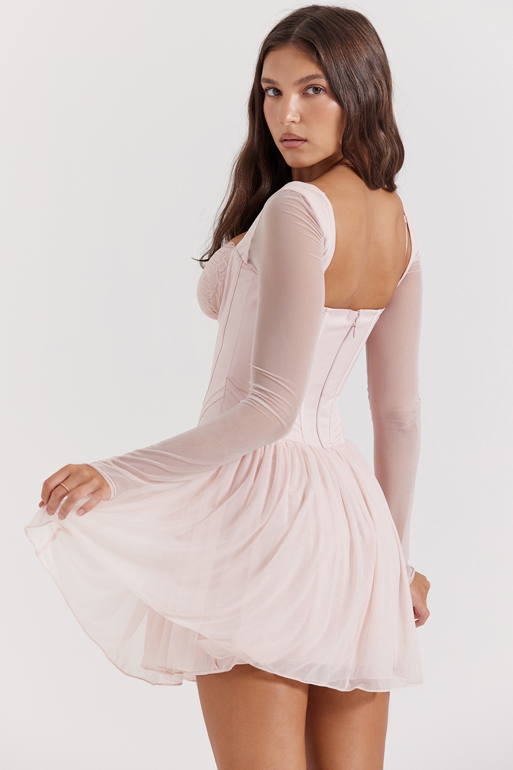 Vivi-Soft Peach Corset Mini Dress