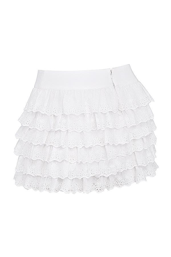 Fifi-White Layered Mini Skirt