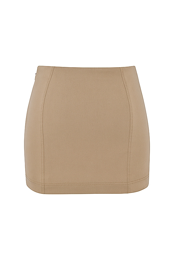 Nisha-Beige Sculpting Mini Skirt