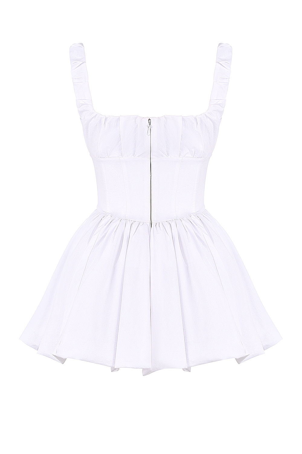 Le Puff-White Cotton Tulle Mini Dress