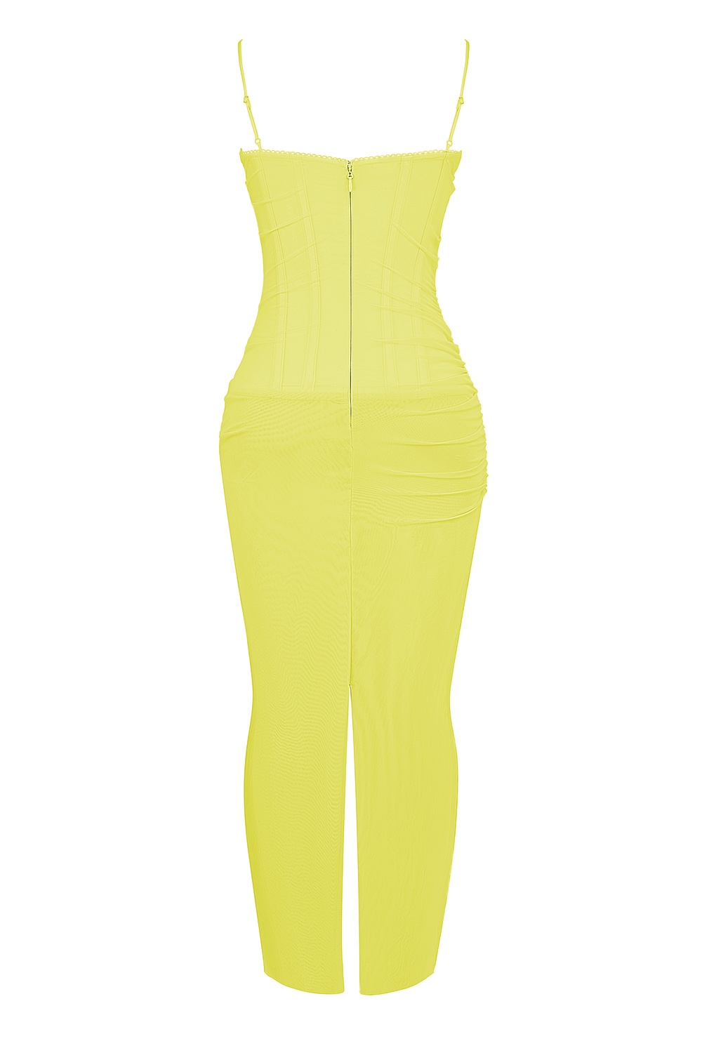 Nalini-Acid Lime Corset Maxi Dress