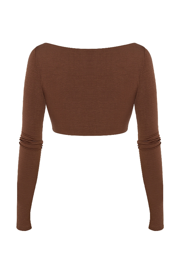 Angelita-Chocolate Gathered Crop Top