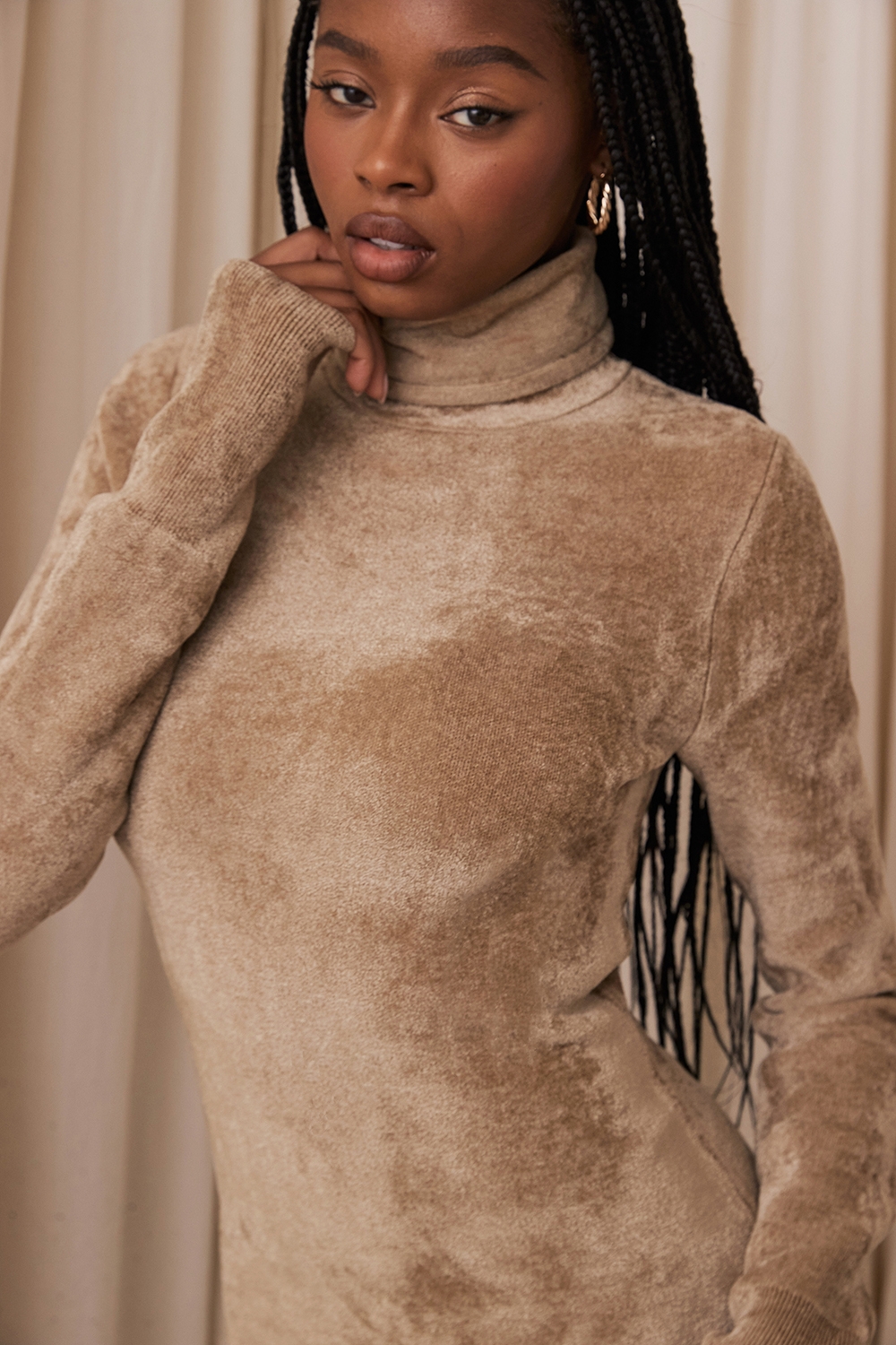 Taya-Fawn Chenille Mini Dress - SALE