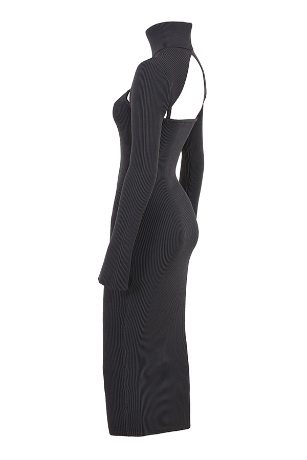 Meliora-Charcoal Knit Midi Dress - SALE