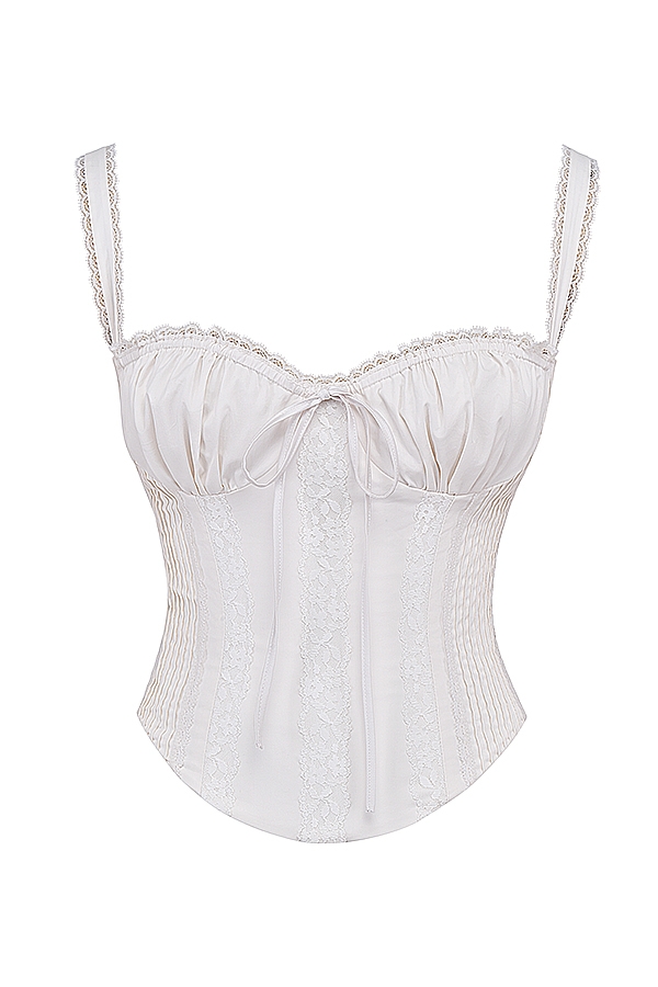 Gini-White Lace Back Corset