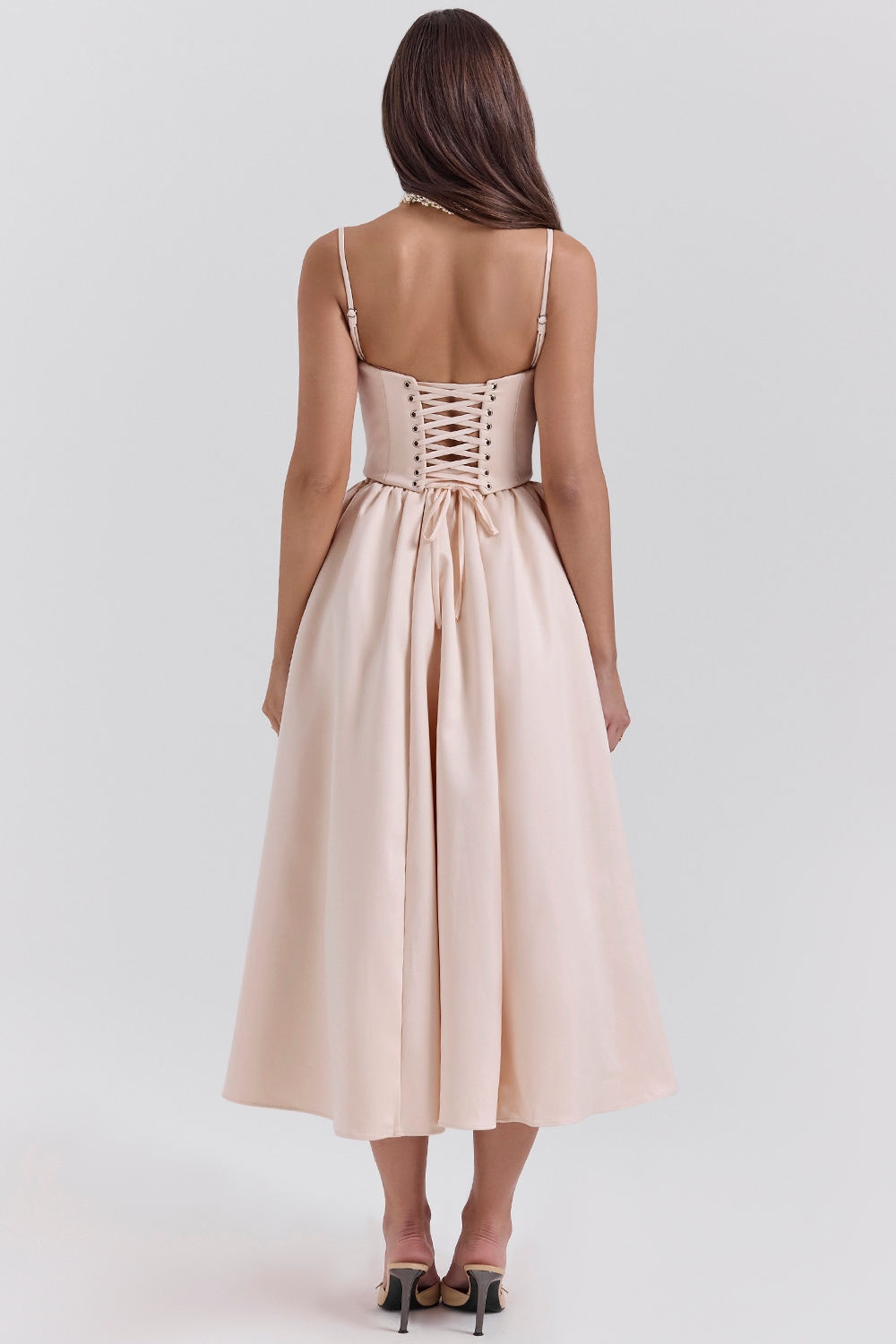 Perfect-Peach Satin Corset and Skirt - SALE