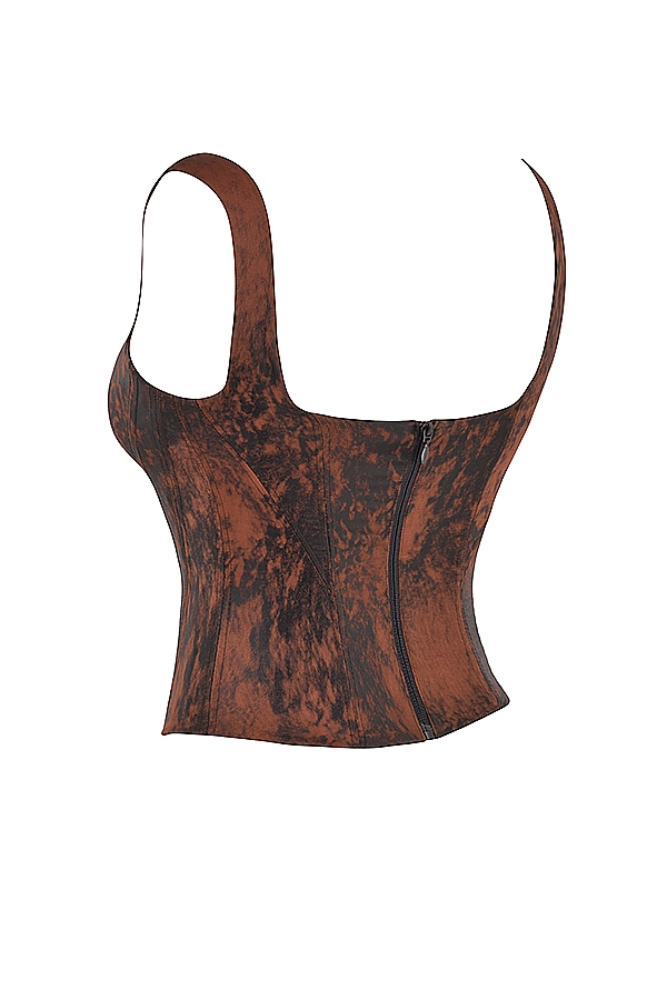 Rafa-Antique Copper Satin Longline Corset