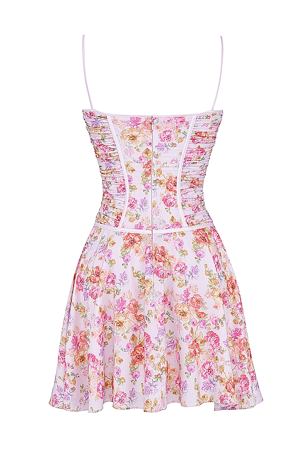 Alejandra-Light Lavender Print Corset Dress