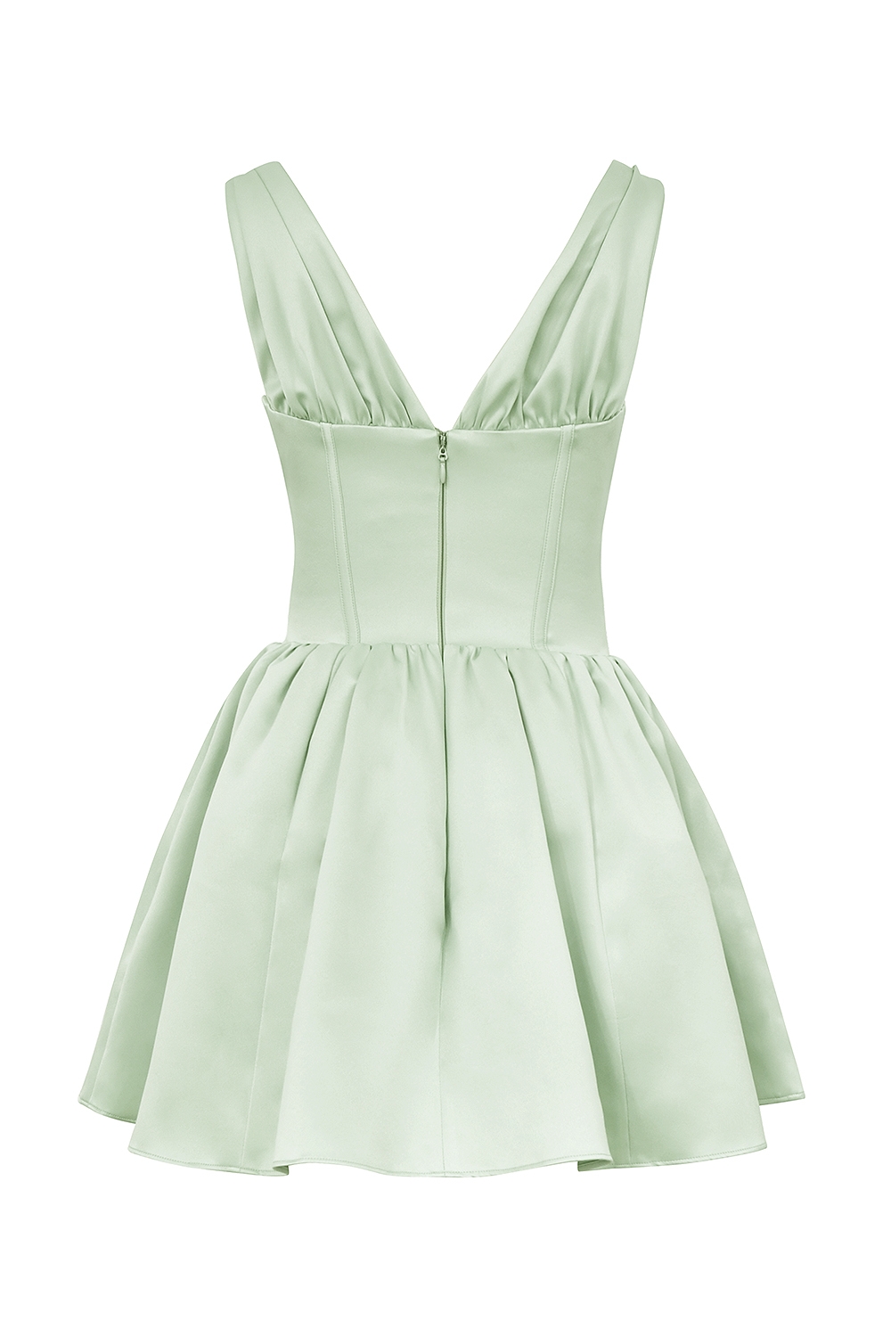 Emmeliette-Pistachio Satin Mini Dress - SALE
