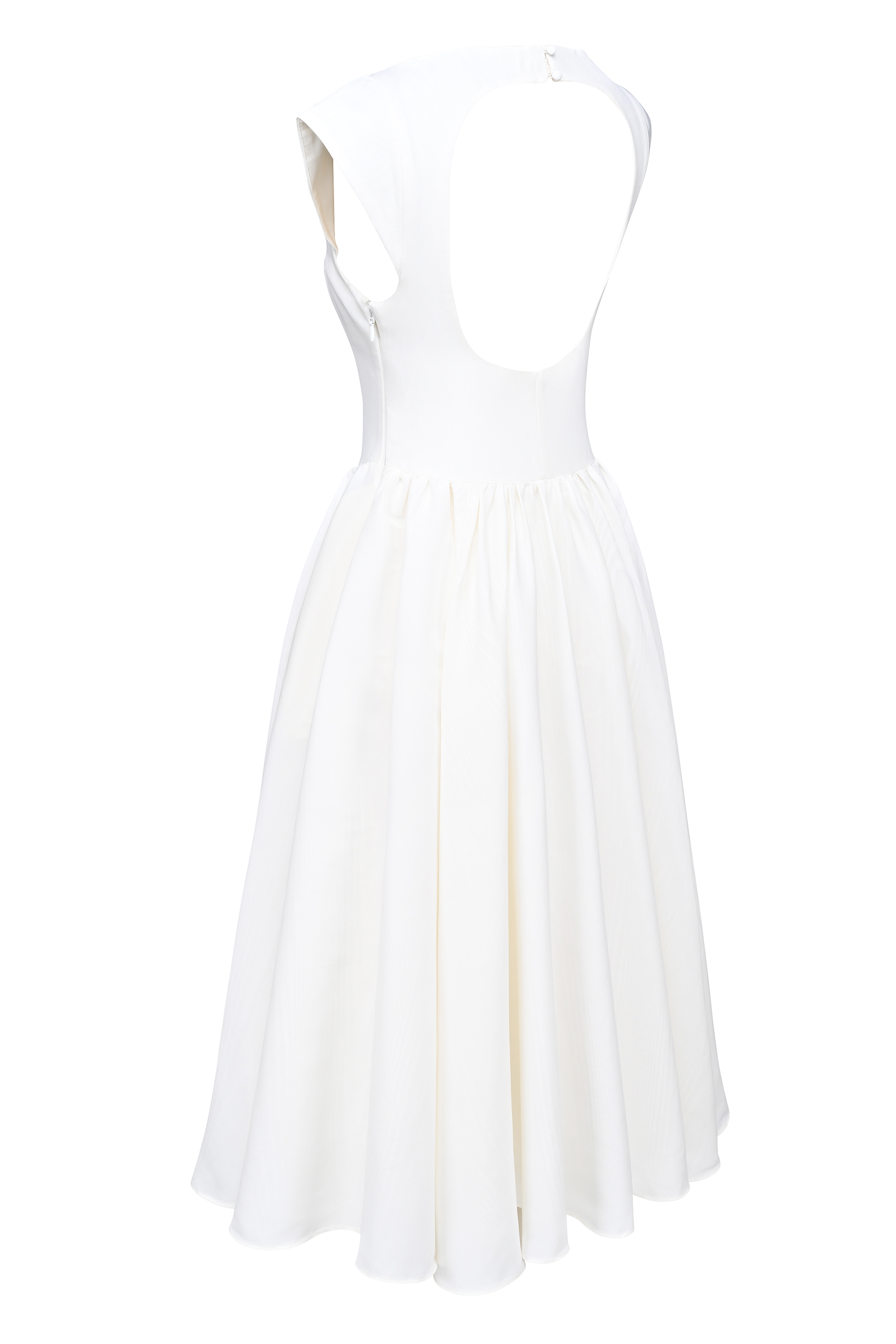 Debutante-Ivory Moire Satin Midi Dress