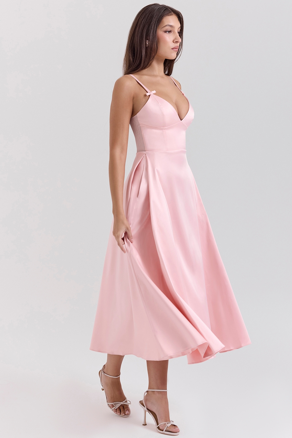 Tiffany-Parisian Pink Satin A-Line Midi Dress