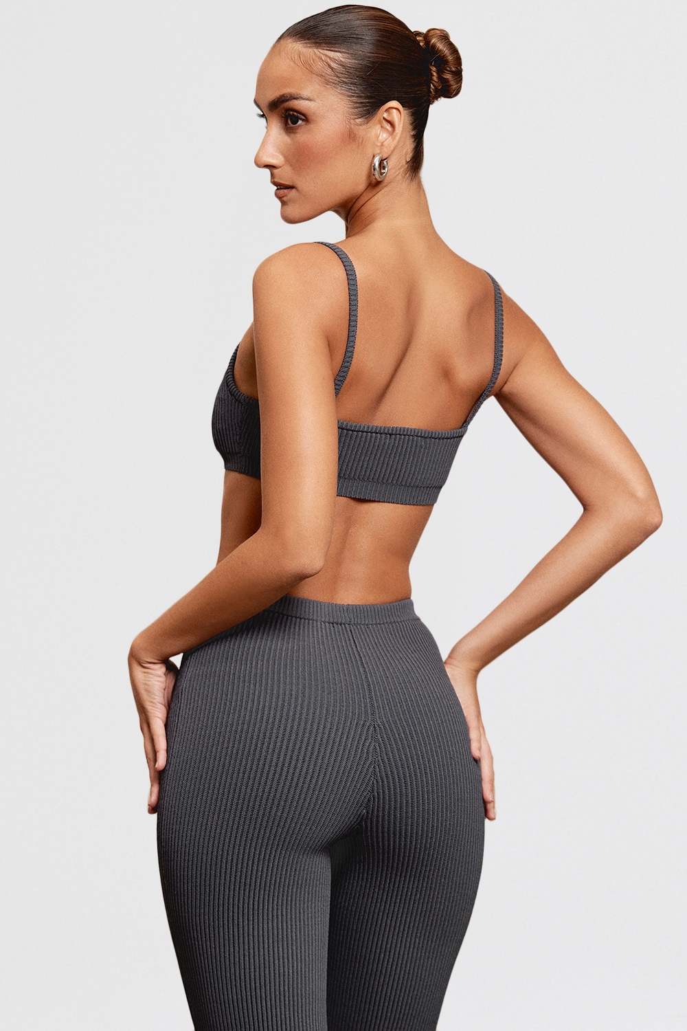 Mischa-Dark Grey Ribbed Knit Bralette - SALE