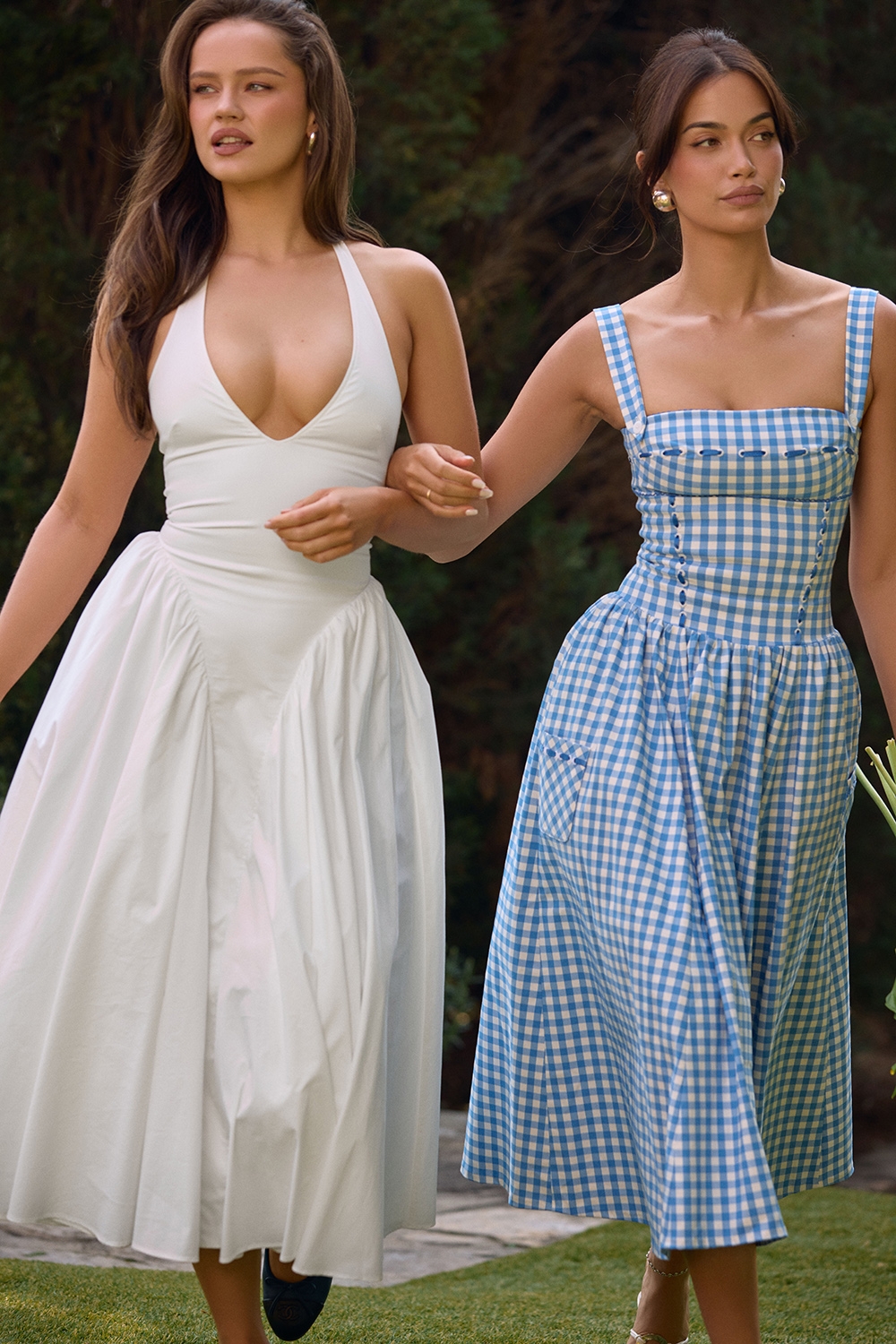 Vivien-Regatta Blue Gingham Midi Sundress