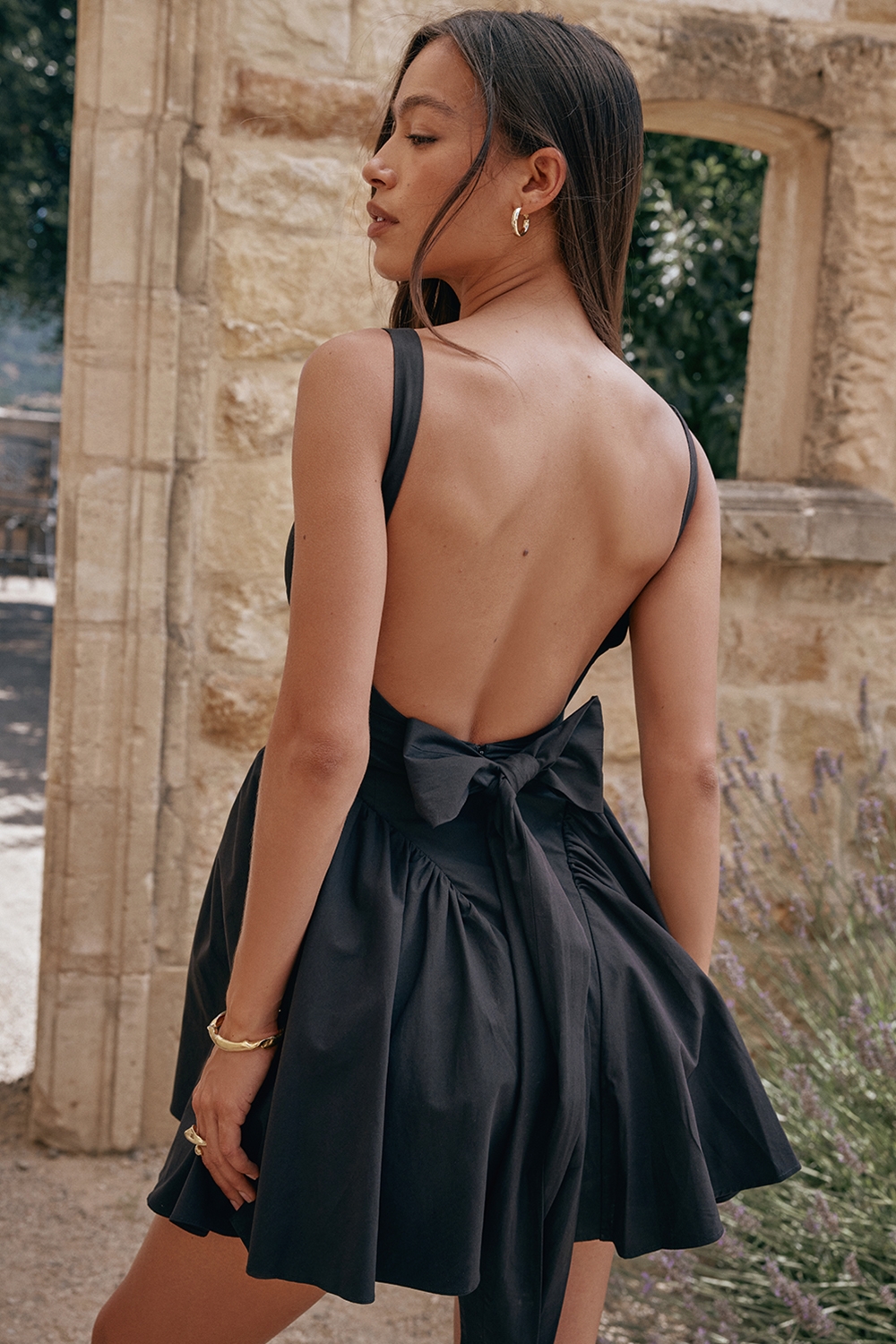 Florianne-Black Bow Mini Dress