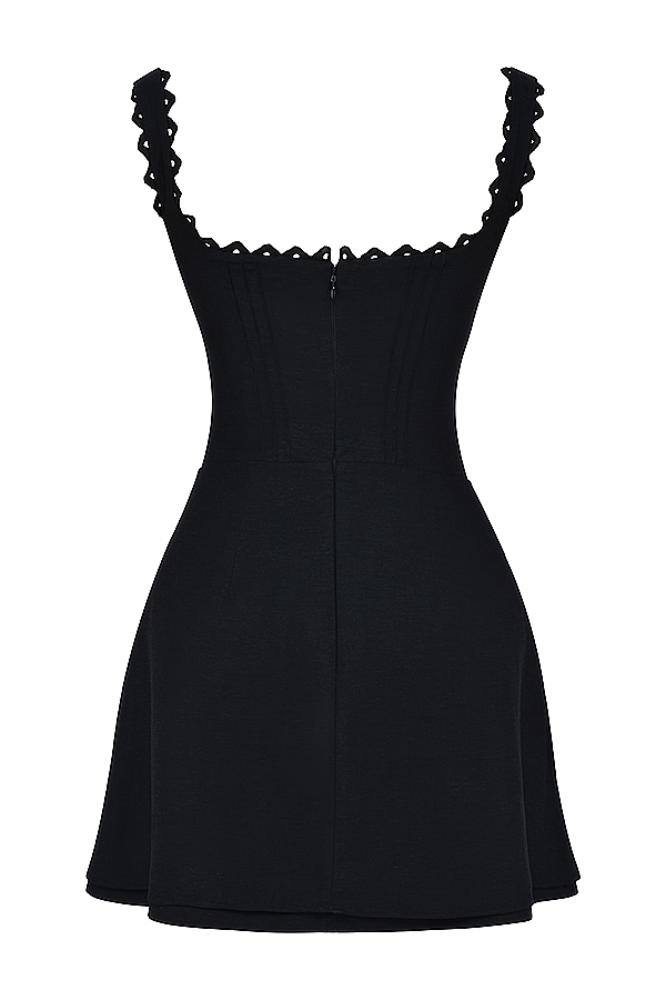 Tilly-Black Pin Tuck Mini Dress