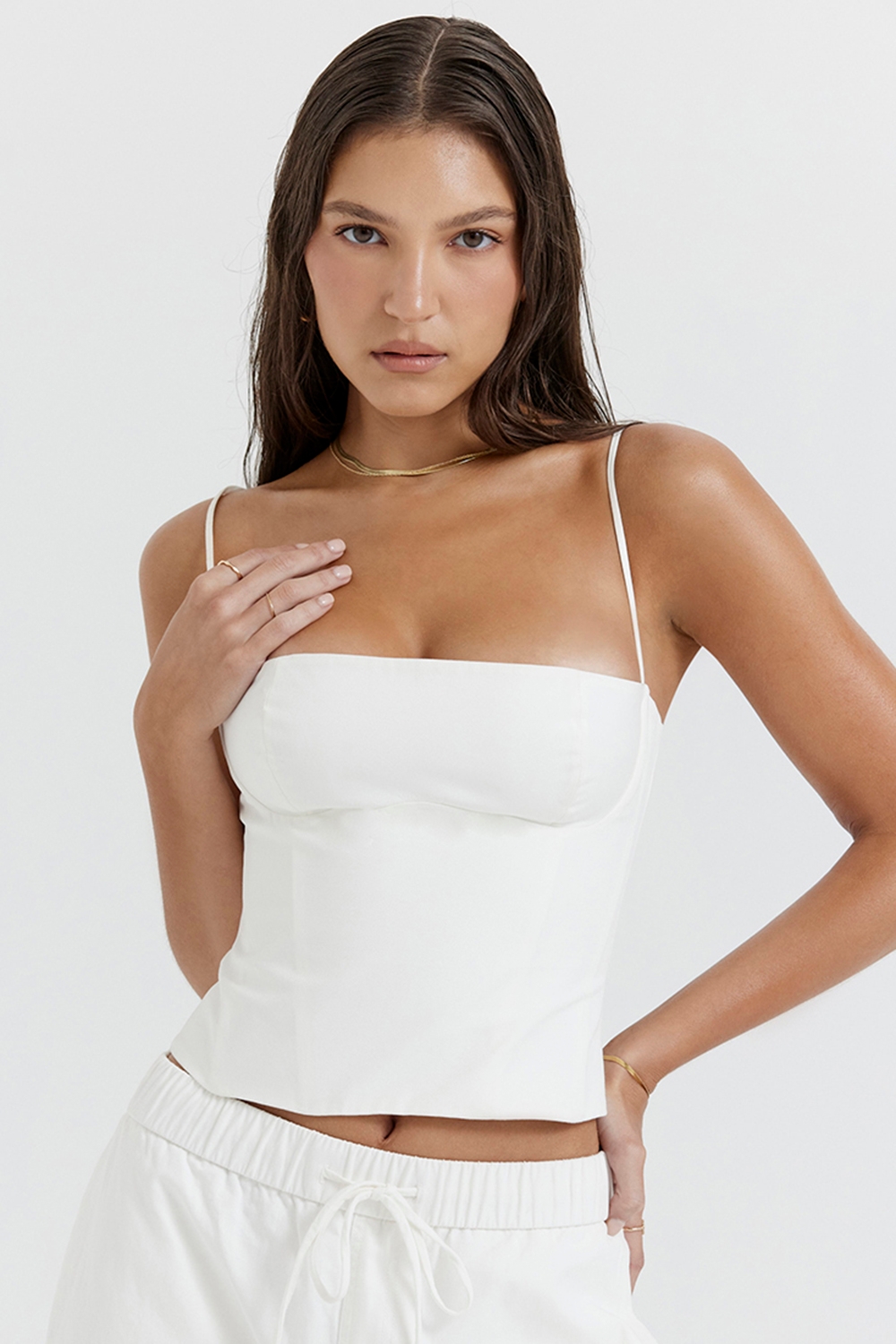Audette-White Structured Corset