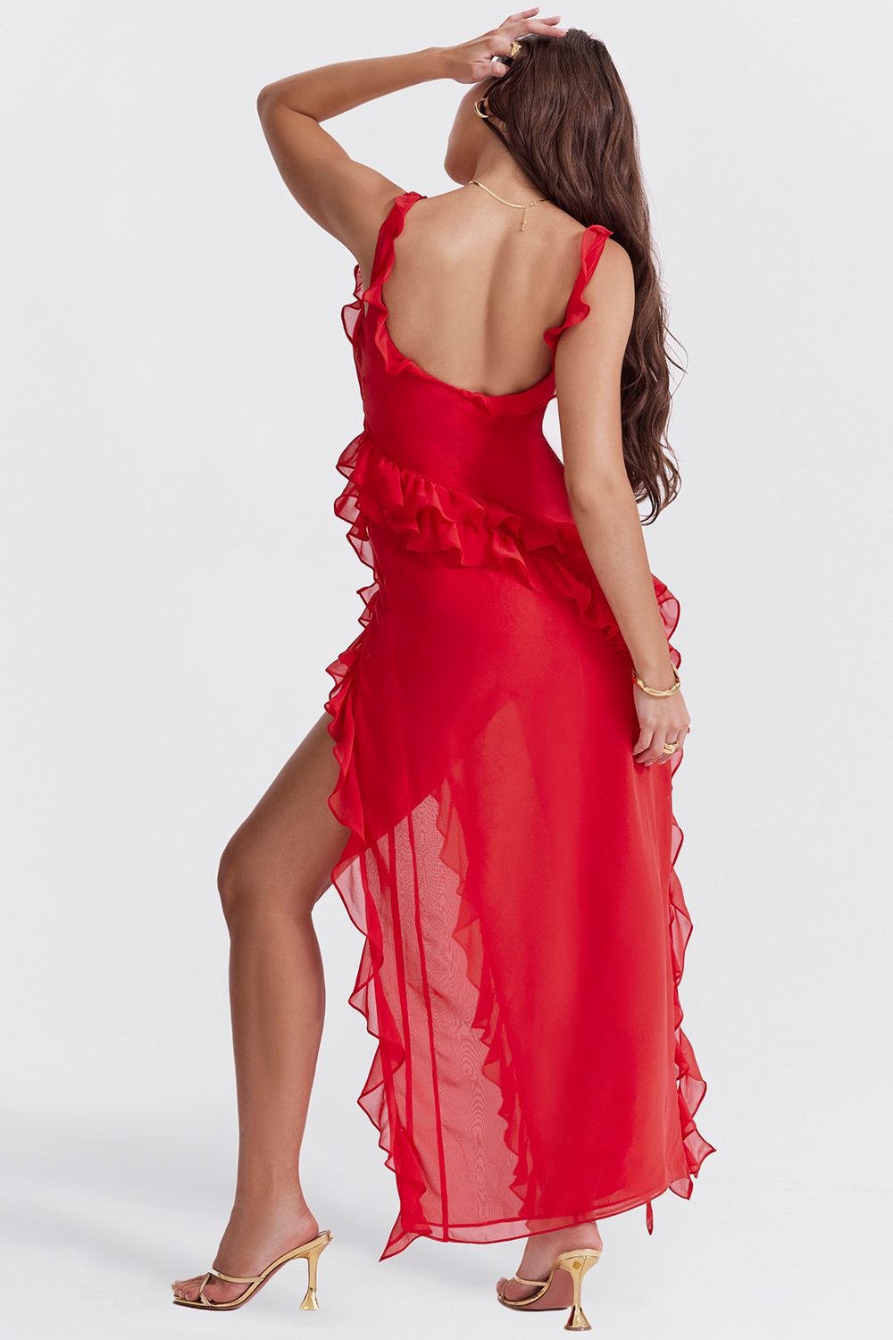 Ariela-Cherry Ruffle Maxi Dress