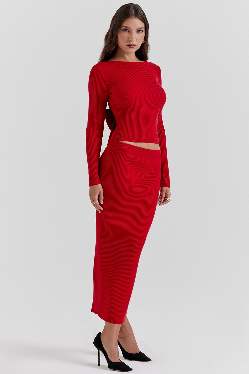 Lourdes-Scarlet Cashmere Blend Maxi Skirt - SALE