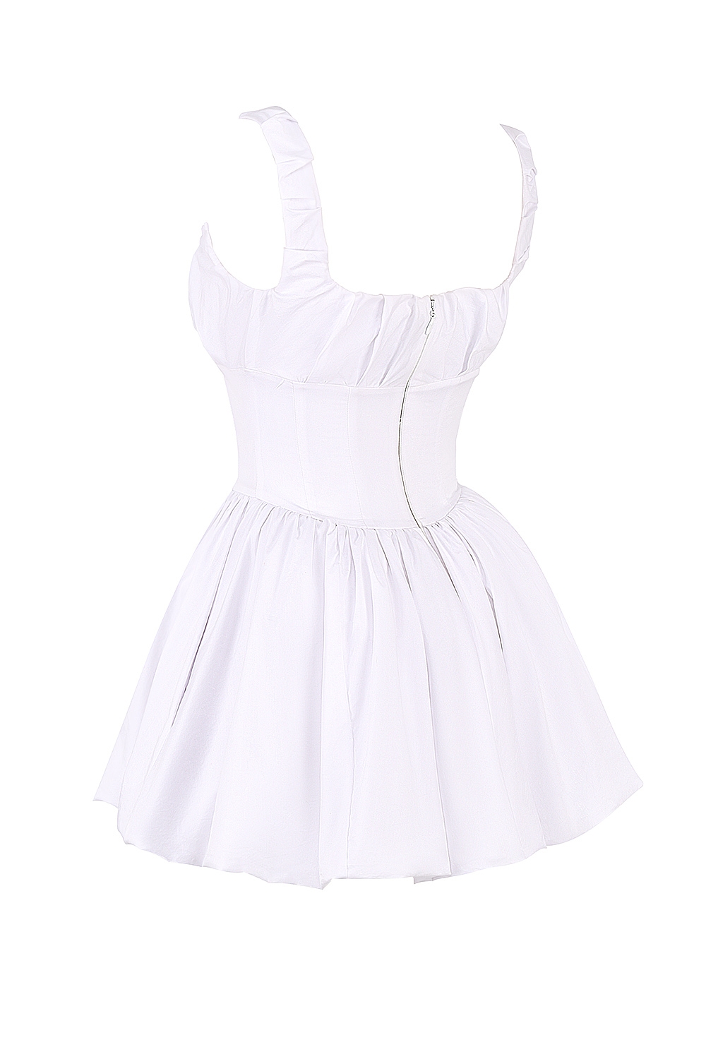 Le Puff-White Cotton Tulle Mini Dress