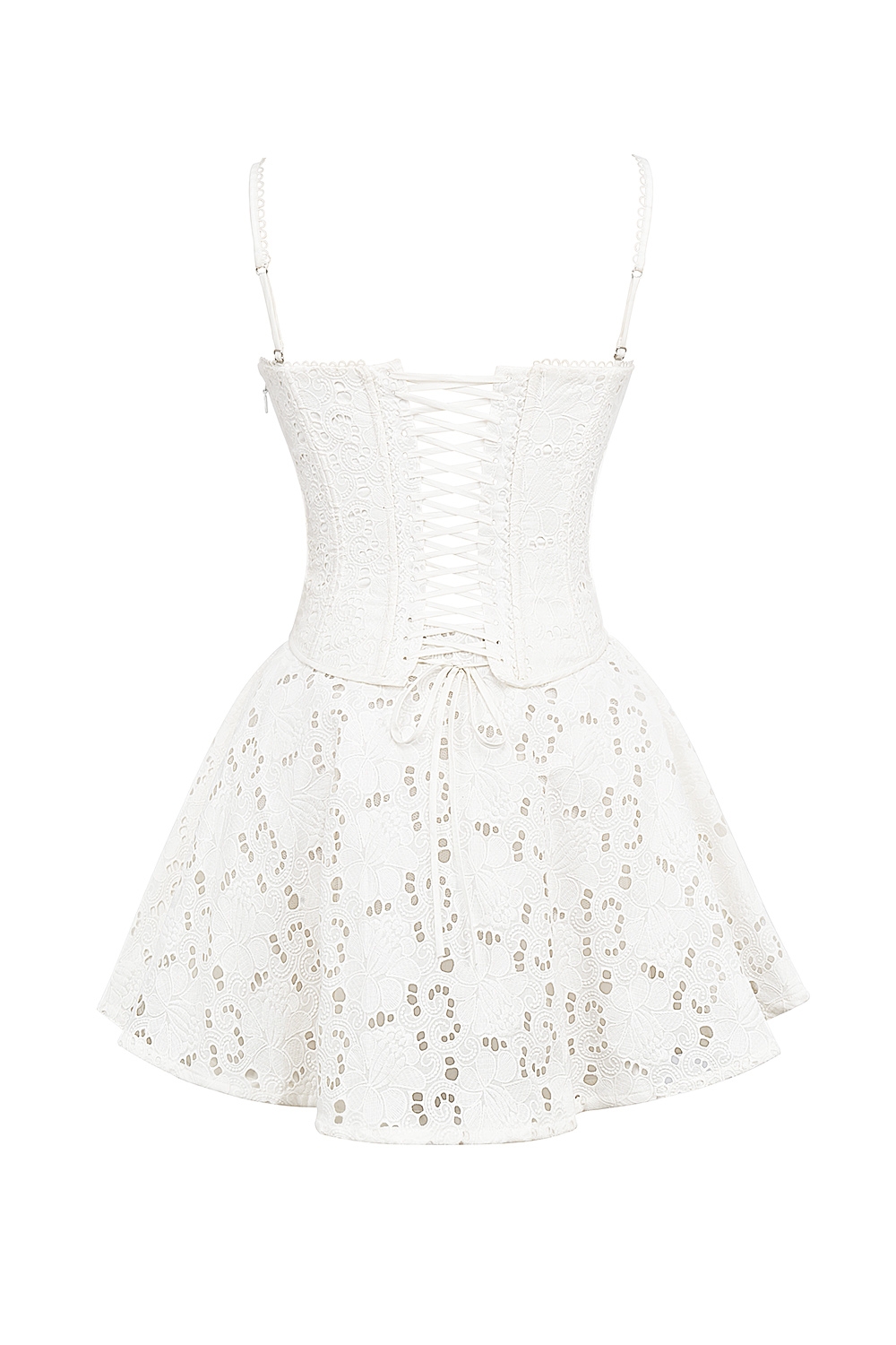 Elara-White Broderie Anglais Mini Dress