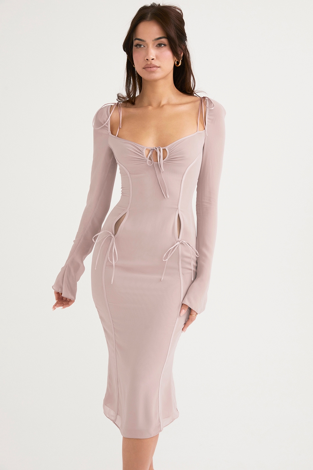 Ophelia-Crystal Cutout Midi Dress
