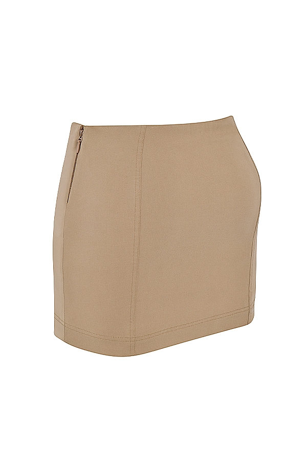 Nisha-Beige Sculpting Mini Skirt
