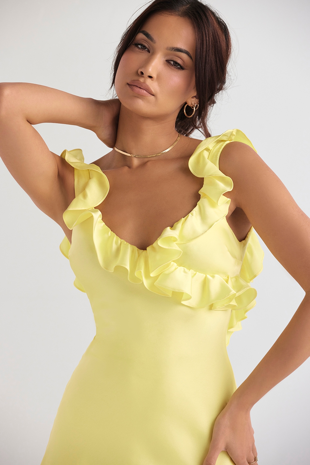 Tink-Buttercup Satin Ruffle Mini Dress