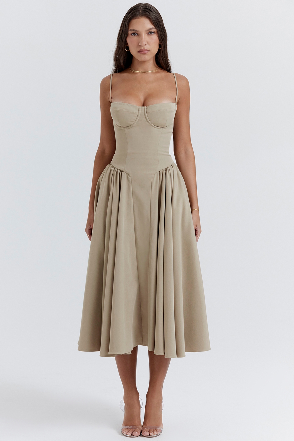 Samaria-Taupe Corset Sundress