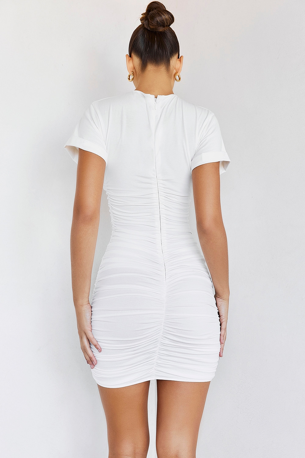Exhale-Mistress Rocks  White Cotton Gathered Cutout Mini Dress - SALE