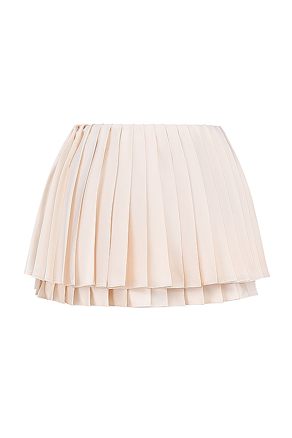 Emira-Ivory Pleated Mini Skirt