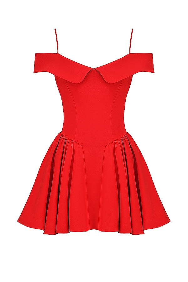 Elida-Scarlet Off Shoulder Mini Dress
