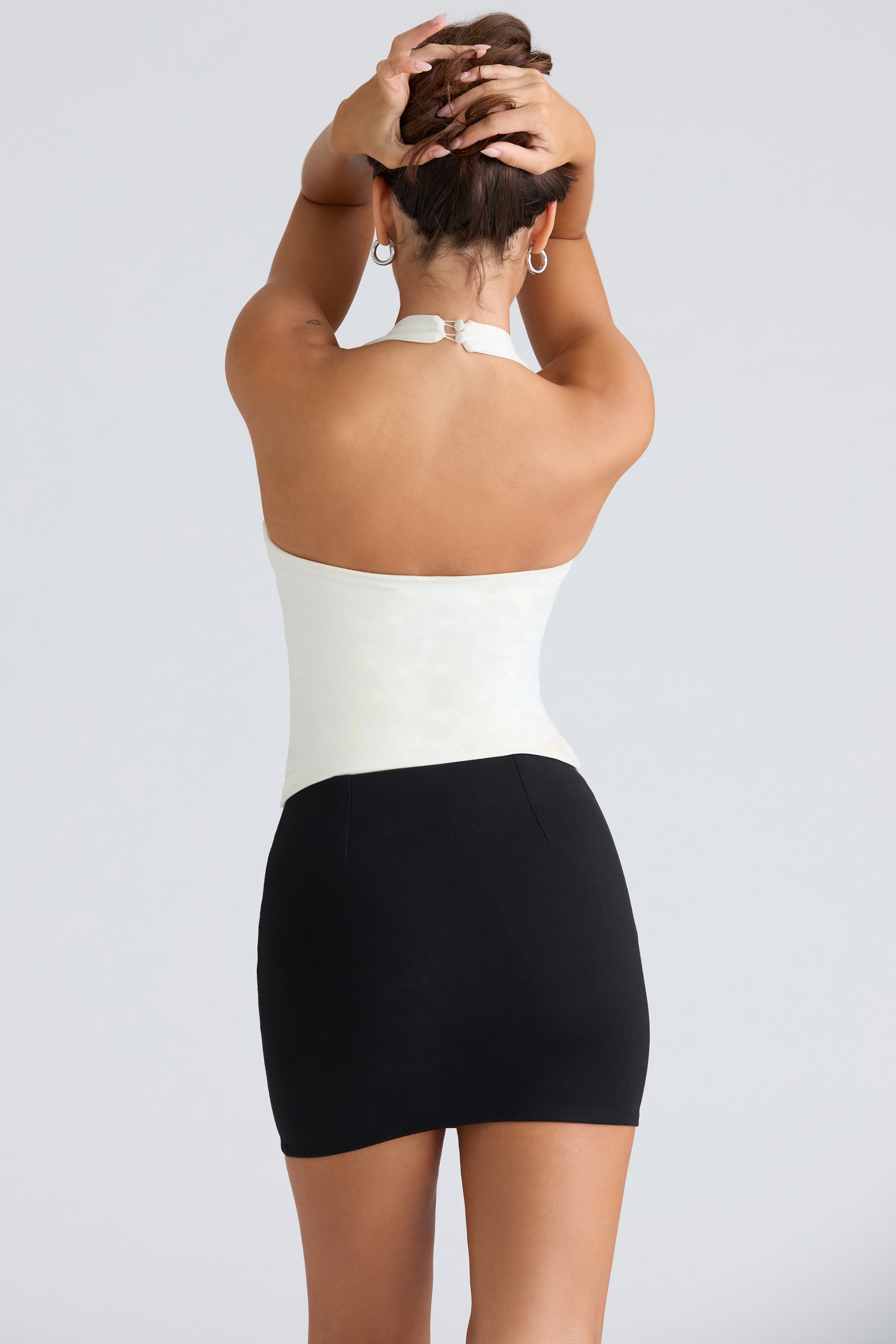 The Peekaboo-Ivory Halter Neck Corset Top