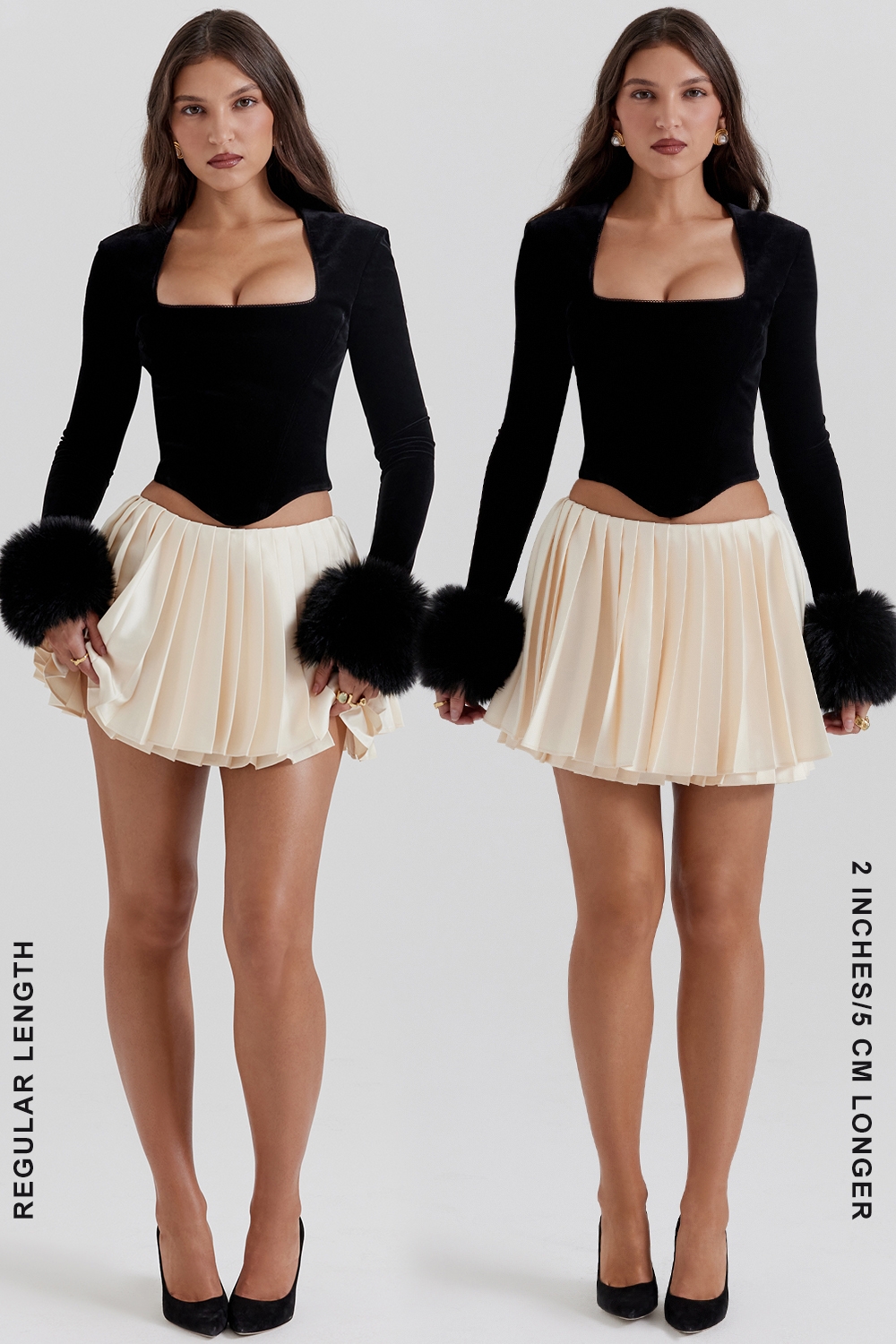 Emira-Ivory Pleated Mini Skirt