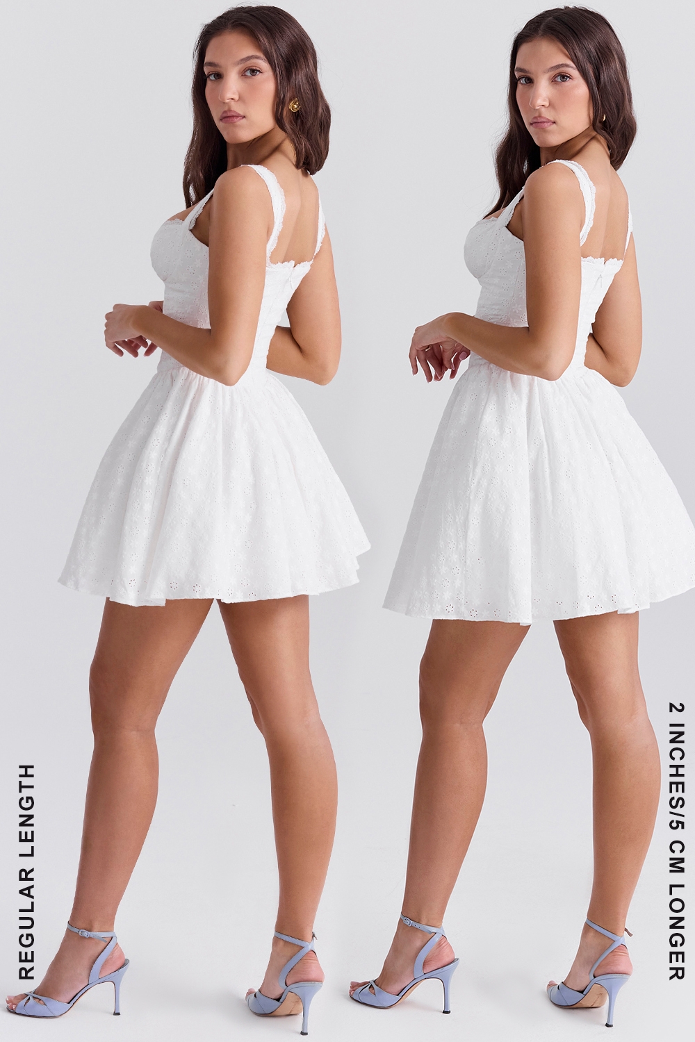 Brigitte-White Cotton Broderie Anglais Corset Mini Dress