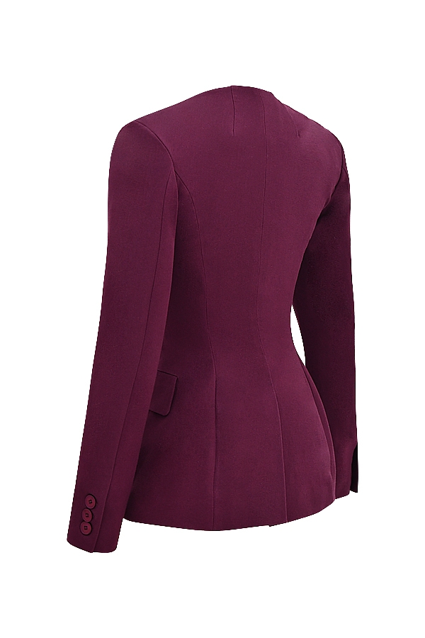 Theodora-Wine Deep V Blazer