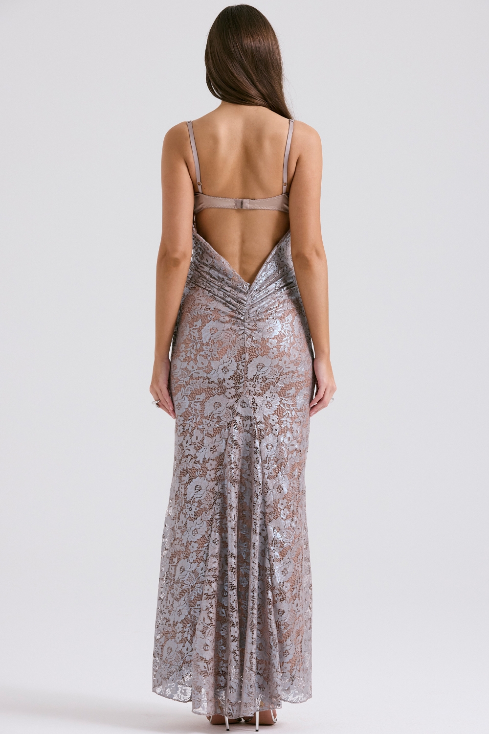 Azzurra-Ice Blue Lace Godet Gown