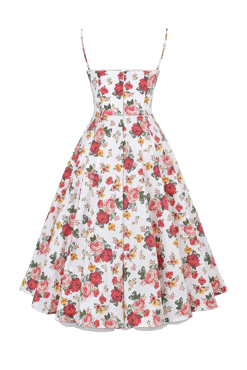 Mademoiselle-Italian Rose Print Tulle Midi Dress