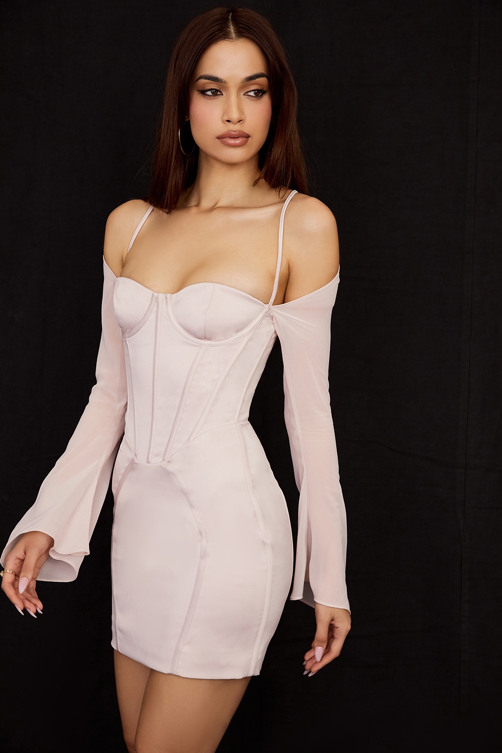 Isra-Crystal Satin Corset Mini Dress