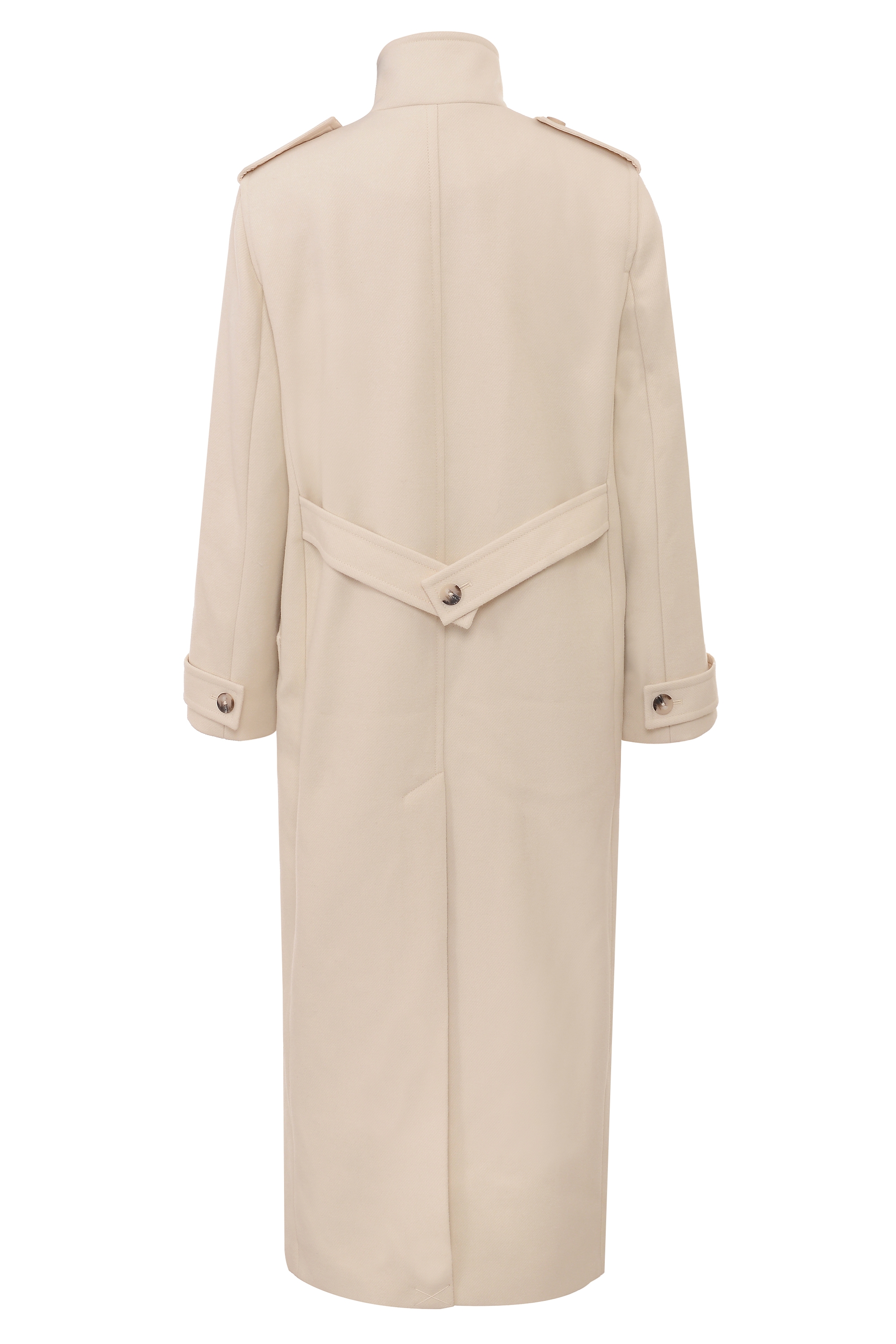 Sander-Cream Double Breasted Funnel Neck Coat