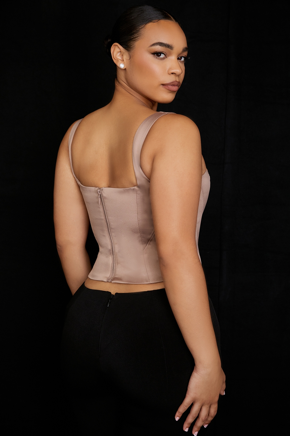 Rafa-Stone Satin Longline Corset