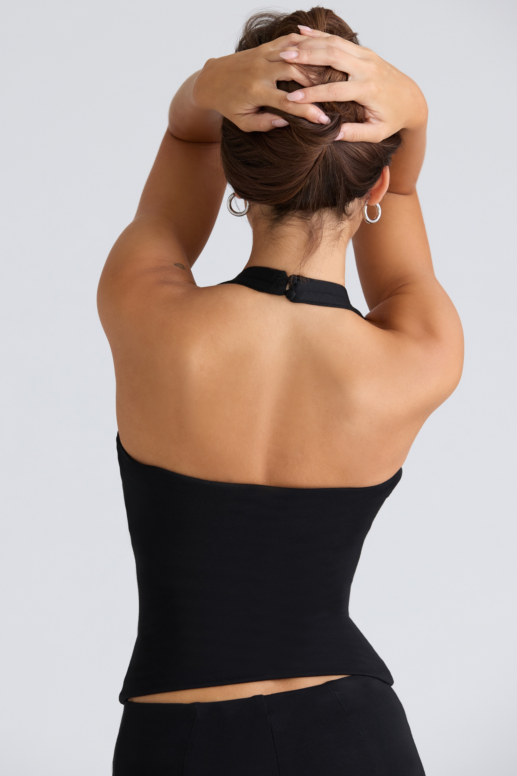 The Peekaboo-Black Halter Neck Corset Top