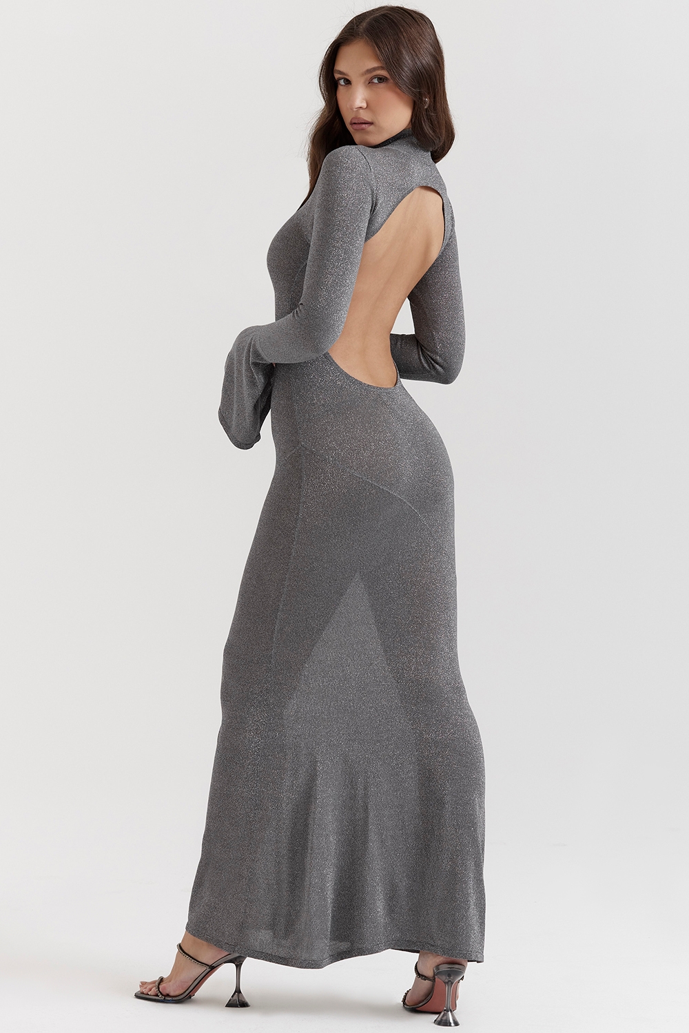 Sancha-Steel Metallic Maxi Dress