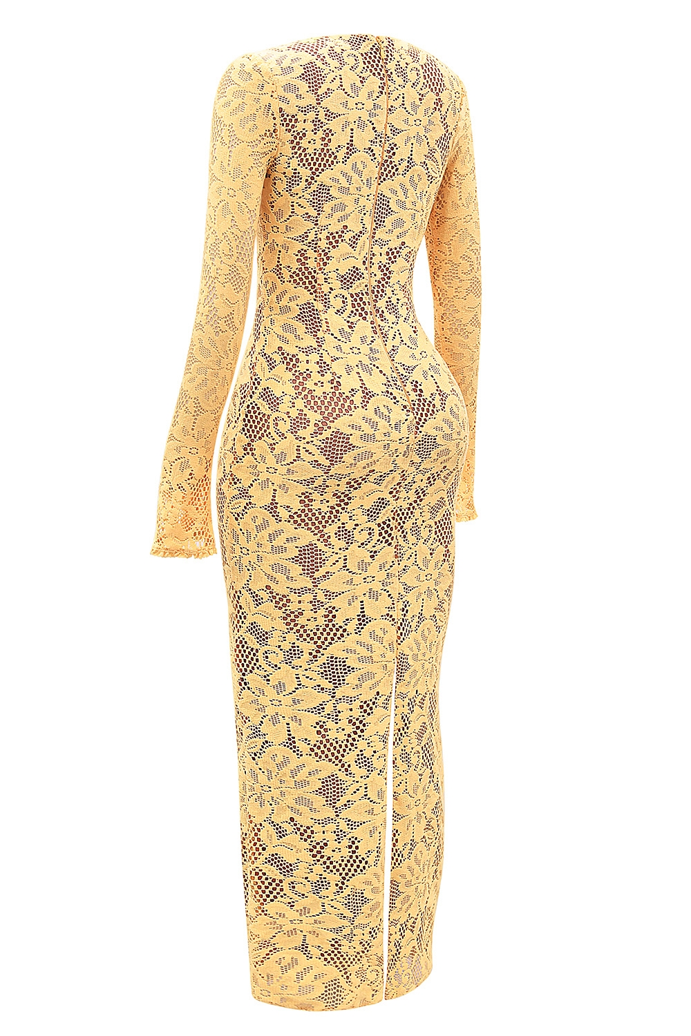 Indiana-Apricot Plunge Lace Maxi Dress