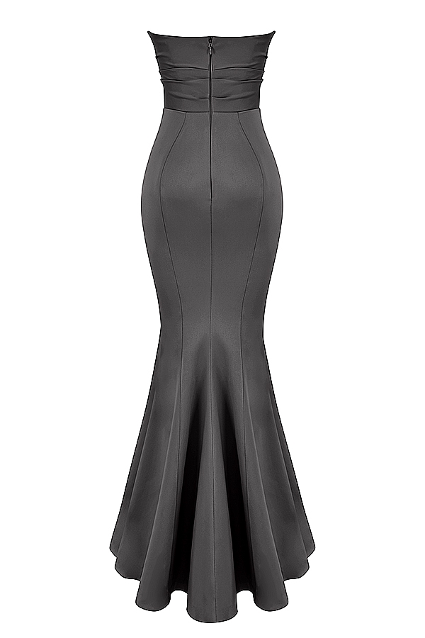 Fleur-Shadow Satin Strapless Gown