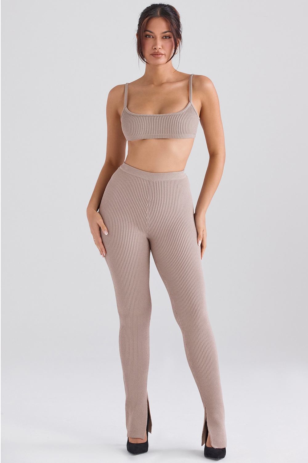 Mischa-Taupe Ribbed Knit Bralette - SALE