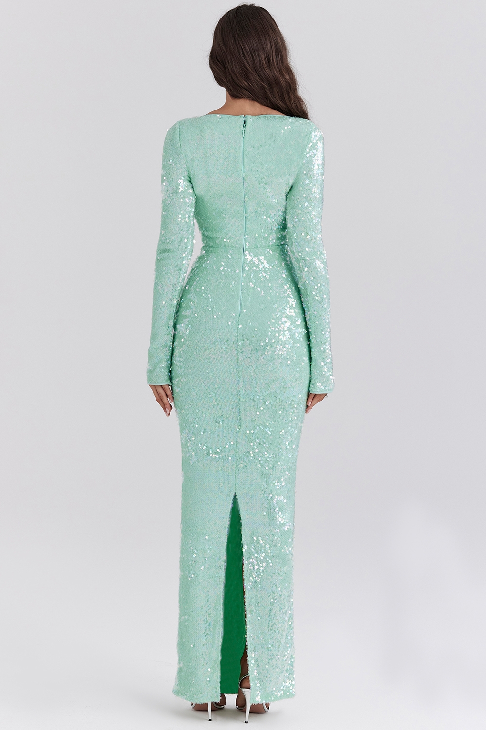 Titania-Seafoam Sequin Maxi Gown