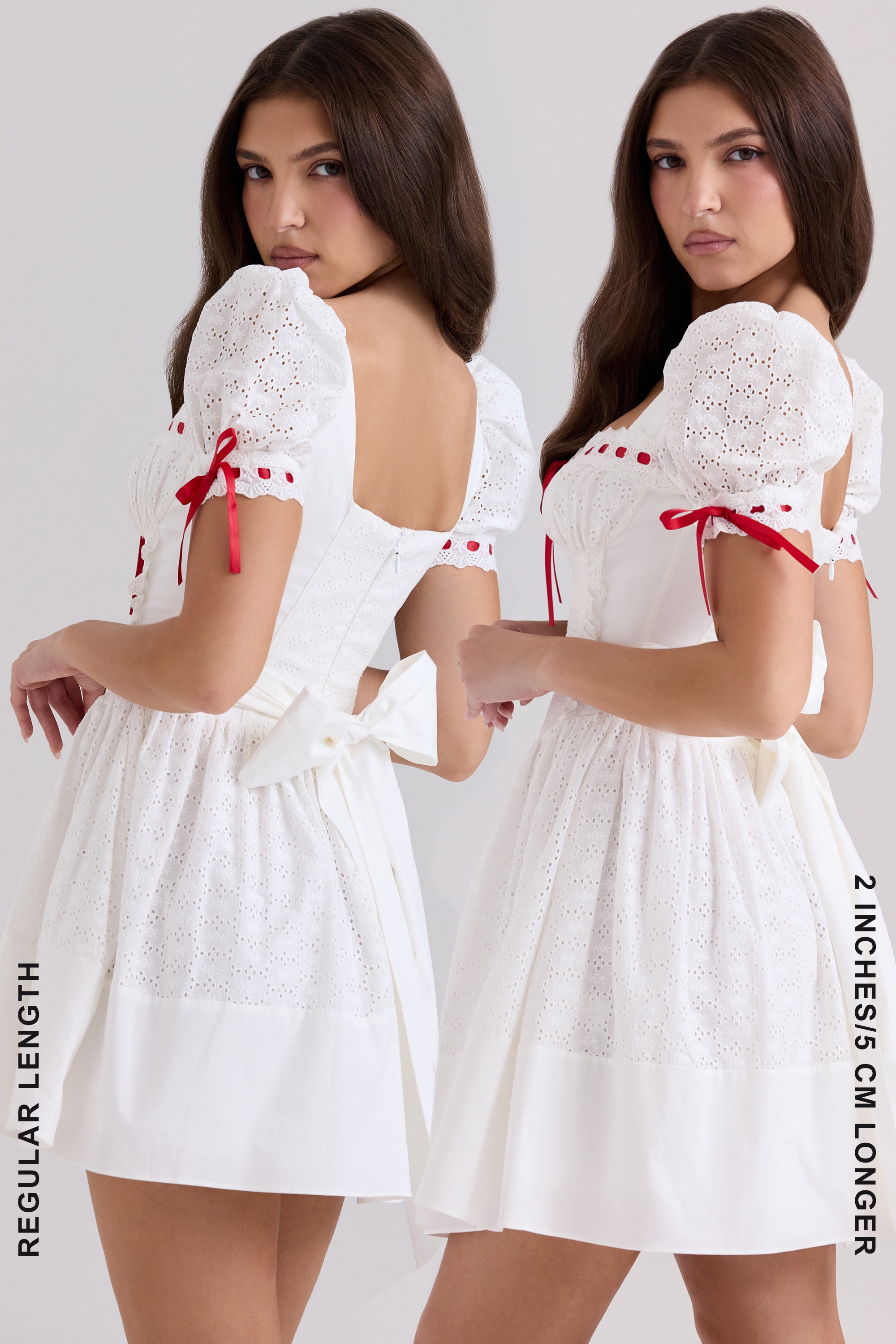 Jana-White Broderie Anglaise Puff Sleeve Mini Dress